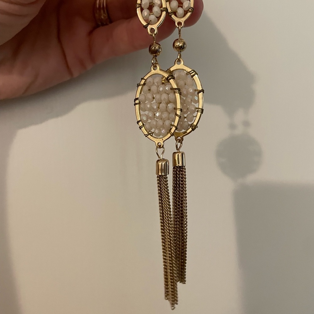 Anthropologie Gold Tassel Earrings